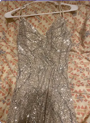 Sequin Prom Dress Silver thumbnail 3