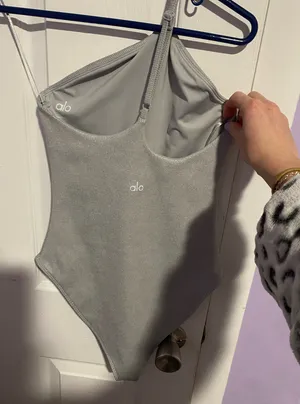 Alo Yoga gray glitter bodysuit  thumbnail 1