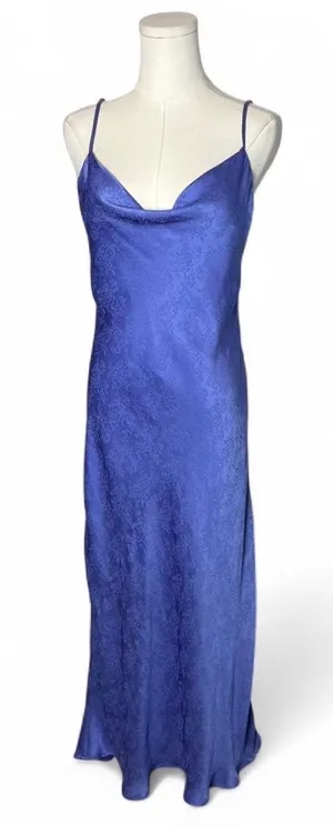 Altar’d State Blue Jacquard Eva Satin Midi Dress thumbnail 1