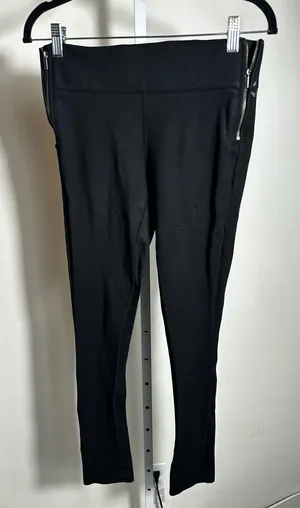 P386. Zara Black High-Rise Ponte Leggings with Side Zip Detail thumbnail 1