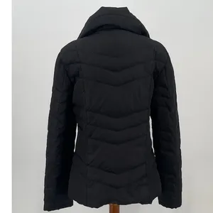 Kenneth Cole Reaction Black Down Puffer Jacket‎ Women Small Chevron Quilted Coat thumbnail 2