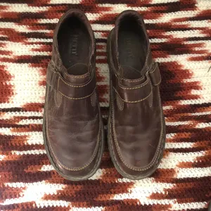 Y2K Born B.O.C Brown leather slip-on clogs thumbnail 2