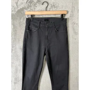 Mother The Stunner Double Zip Ankle Jeans Not Guilty Black High‎ Rise Raw Hem 26 thumbnail 11