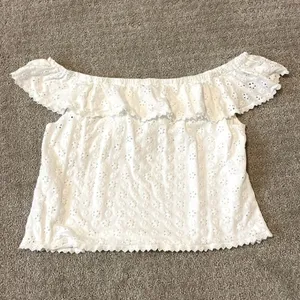 Kontrol White Eyelet Off The Shoulder Ruffle Top thumbnail 2