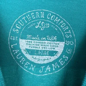 Laura James Large Long Sleeve Turquoise Graphic Tee Southern Comforts Football thumbnail 5