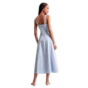 Abercrombie and fitch The A&F Mila Midi Dress corset lilac blue size SP spring thumbnail 2