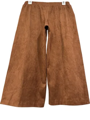 Chicos Tan Neutral Faux Suede Cropped Wide Leg Pants Size XS Womens thumbnail 7