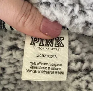 Victoria’s Secret PINK gray Sherpa half zip pullover sweatshirt large thumbnail 2