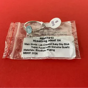 Bomb Party RBP7448 “Something About Us” Topaz/Quartz on Rhodium Size 9 Ring NWT thumbnail 5