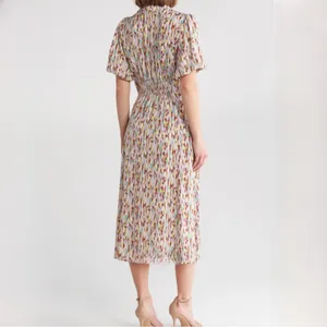 NWT Melloday Puff Sleeve Patterned Dress Size Small thumbnail 2