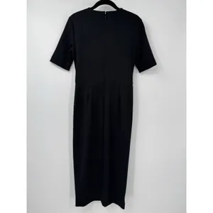 Calvin Klein Black Midi Dress 2 Tulip Pleated Front • Classic Office • Elegant thumbnail 2