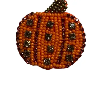 Pumpkin Beaded Earrings Womens OS Orange‎ Halloween Fall Festive Drop Sparkle thumbnail 3