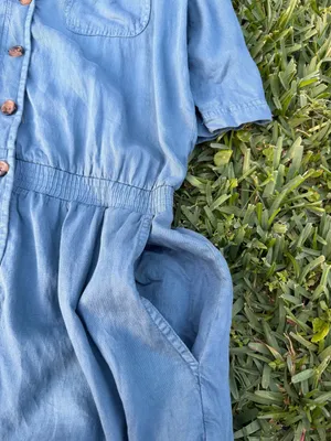 Faherty Arlie Romper Stormy Seas Blue Tencel Linen Button Front Size L thumbnail 7