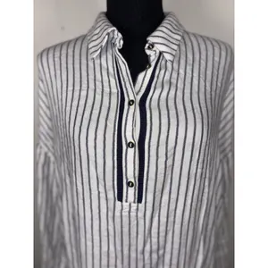 Lilka Anthropologie striped‎ tunic shirt dress Medium Pockets Oversized thumbnail 2