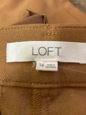 LOFT Riviera Slim Mid Rise Camel Cotton Linen Pants Womens 14 NEW thumbnail 13