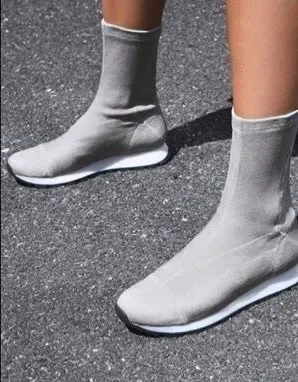 Free People Astral Sneaker Boot Mid-Calf Gray Size 36‎ Womens Knit Fabric Rubber thumbnail 1