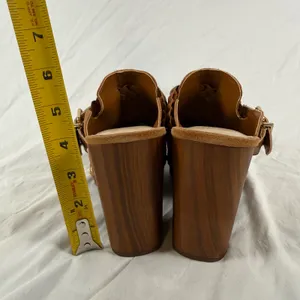 Vince Camuto Crashell Tan Suede Platform Clogs Braided Buckle Mules Studded 9.5 thumbnail 3