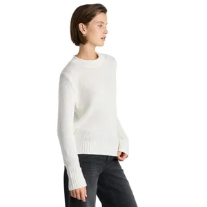 QUINCE Women’s White Organic Cotton Roll Neck Pull Over Sweater thumbnail 2