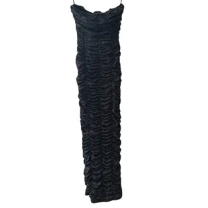 Sau Lee Farrah Black‎ Sparkle Strapless Ruched Midi Dress NWT Size 0 thumbnail 3