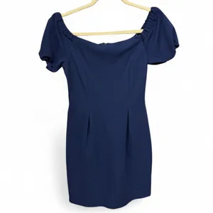 LEYDEN Navy Blue Ribbed Puff Sleeve Mini Dress Size XS thumbnail 2