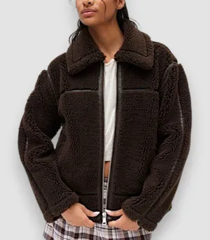 NWT BDG Taylor Piled Fleece Aviator Jacket Brown thumbnail 1