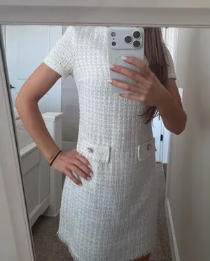 White Tweed Dress thumbnail 1