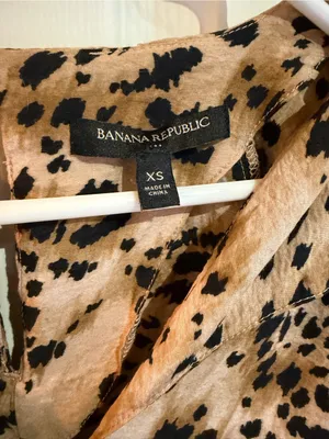 Banana Republic Beige & Black Animal-Print Long Sleeve Dress thumbnail 3