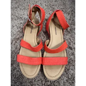 Lucky Brand Wensde Espadrille Wedge Sandals Coral Orange Ankle Strap Women's 7.5 thumbnail 3