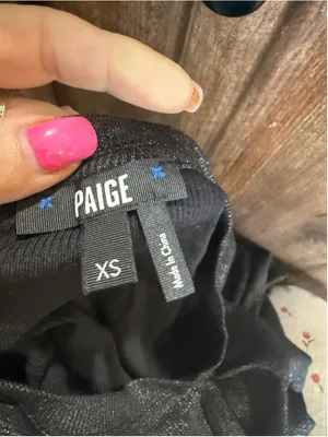 Women's PAIGE Black and Silver Shimmer Short Sleeve Tee, Size XS thumbnail 4