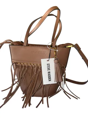 NWT $118 Steve Madden Fringe Bucket Bag Nutshell Tan Crossbody or Tote Bag thumbnail 3