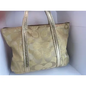 Coach Poppy Op Art Glam Tote Gold Metallic Ja Handbag thumbnail 3