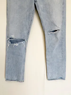 AGOLDE Riley Ripped Straight Leg Jeans in Clear Skies Size US thumbnail 3