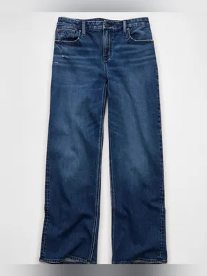 American Eagle Outfitters Mid-Rise Straight Leg Jeans Stove Pipe Dark Blue Wash thumbnail 3