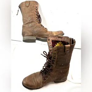 Steve Madden 10 CHEVIE Hipster Leather Lace Up Southwest Pattern Lined Shoes thumbnail 4