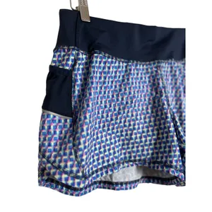 Athleta Vivid Ready Set Go Blue Geometric Print Athletic Running Shorts Size S thumbnail 2