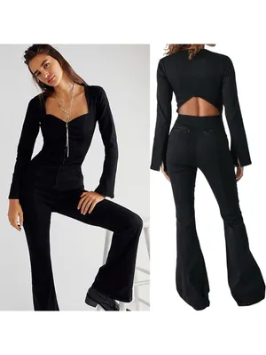 NWT Karly Jumpsuit in Night Rider FREE PEOPLE Large thumbnail 2