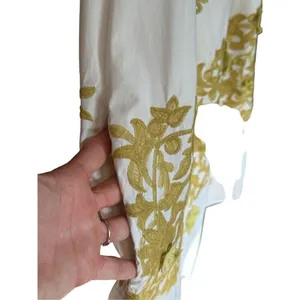 RYU White Green‎ Floral Embroidered Boho Sundress Sz L thumbnail 4
