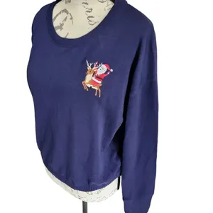 Pink Rose -510 Christmas Sweatshirt Top Junior's Large fits‎ a Small thumbnail 2