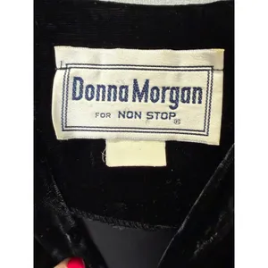 Vintage Donna Morgan Black Velvet Maxi Dress Long‎ Sleeve Side Zip 13/14 thumbnail 2