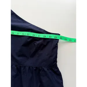 GAP Dress Sz 18 One Shoulder Navy‎ Blue Eyelet Hem Tiered Midi Summer Pockets thumbnail 7