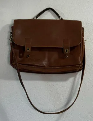 Laura USA Brown Leather Crossbody Handbag Purse Brass Turnlock Flap Bag 16x11 thumbnail 1