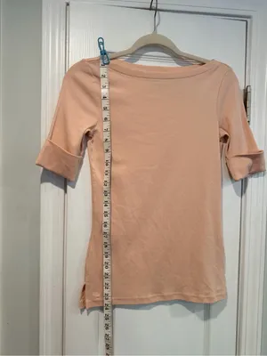 NWOT LRL Lauren Ralph Lauren Size XS Pink Boat Neck Cuffed Sleeve Top Cotton thumbnail 5