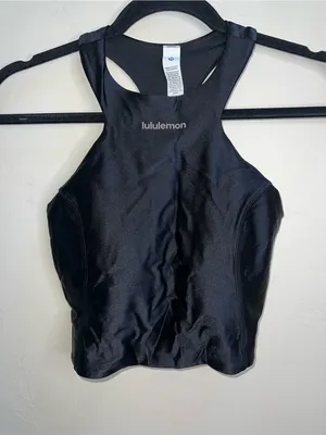 Lululemon Black Satin 2 Racerback Women's Crop Top thumbnail 4