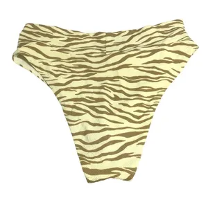 Aerie Bikini Bottom High Cut Cheeky Textured High Rise Tiger Stripe Beige XL thumbnail 2