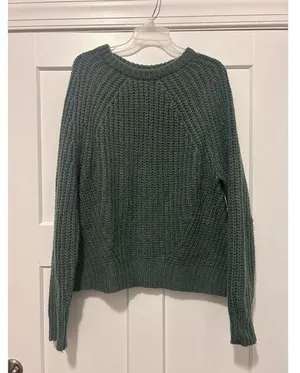 A New Day Sweater Women’s Size Large Green Chunky Knit Super Soft Waist Length thumbnail 1