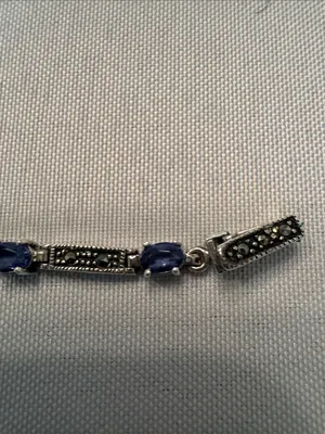 Elegant Sterling Silver 925 Blue Gemstone Link Bracelet - Women Jewelry thumbnail 4