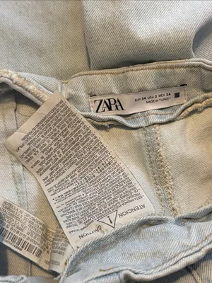 Zara Size 2 Light Wash Wide Leg Denim Jeans thumbnail 4