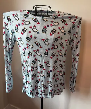 Jollidays Women’s Small Penguin Print Soft Long Sleeve T-Shirt Blue thumbnail 1