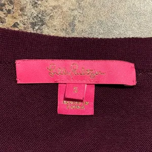 Lilly Pulitzer Sweater Glenda Coolmax Boho Fringe Western Cabernet Berry Small thumbnail 3