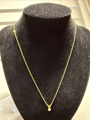 Source Unknown Gold Chain Necklace with Clear Stone Pendant thumbnail 2